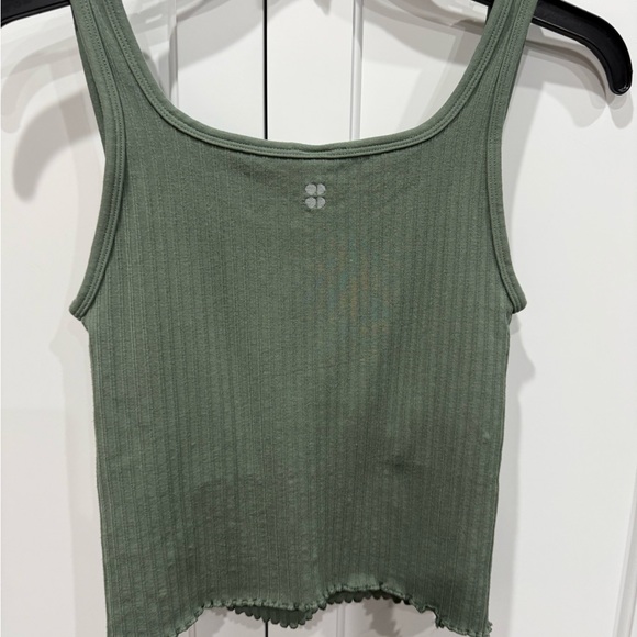 Sweaty Betty Mindful Crop Seamless Rib Tank in Ivy Green xs - Picture 7 of 8